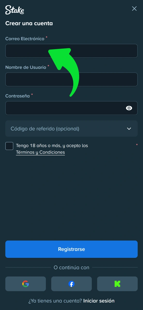 Crea una cuenta para apostar en Stake MMA.